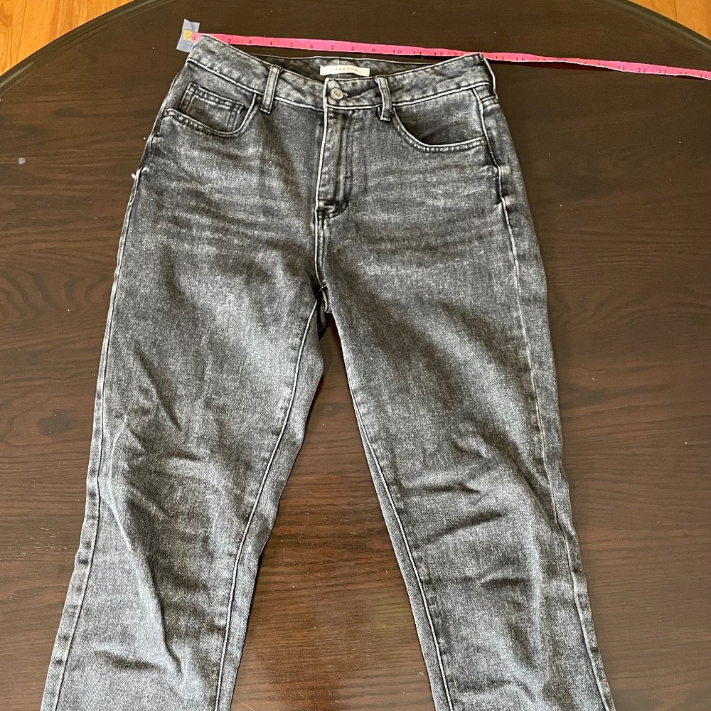 Black Acid Wash Mom Jean